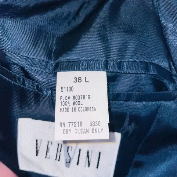 Versini Mens 38L Blazer Black Sports Coat Pockets Wool - Picture 11 of 12